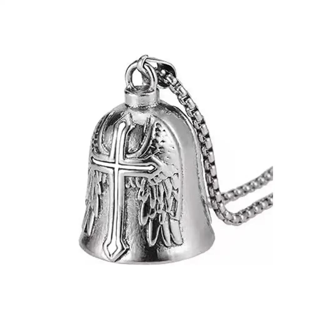 Fashion Red Cross Guardian Angel Wings Motorcycle Keychain Men Biker Rider Exorcist Keychain Amulet Lucky Amulet Accessory Gift
