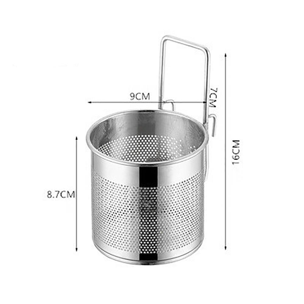 304 Stainless Steel Hangable Colander Silver Hotpot Strainer Mesh Deep Frying Basket Kitchen