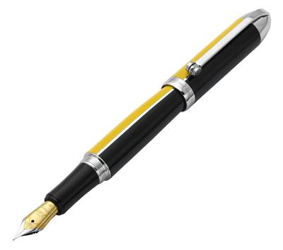 Xezo Visionary Füllfederhalter mit feiner Spitze in Gelb und Messing und Aluminium Limitierte Auflage in individuell Klassischer Art-Déco-Farbe Fein/Extra Stift. Handgemalt