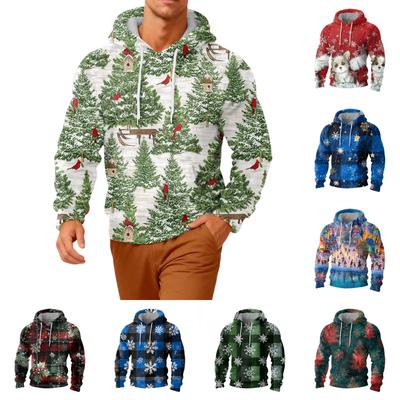 Men's Long-Sleeve Casual Flannel Hooded Sweatshirt