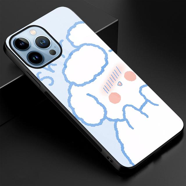Cartoon Cute Bear Phone Case For Iphone 14 13 11 12 Pro Max Mini Xs Xr X 7 8 6s Plus Se 2022 Tempered Glass Protection Shell