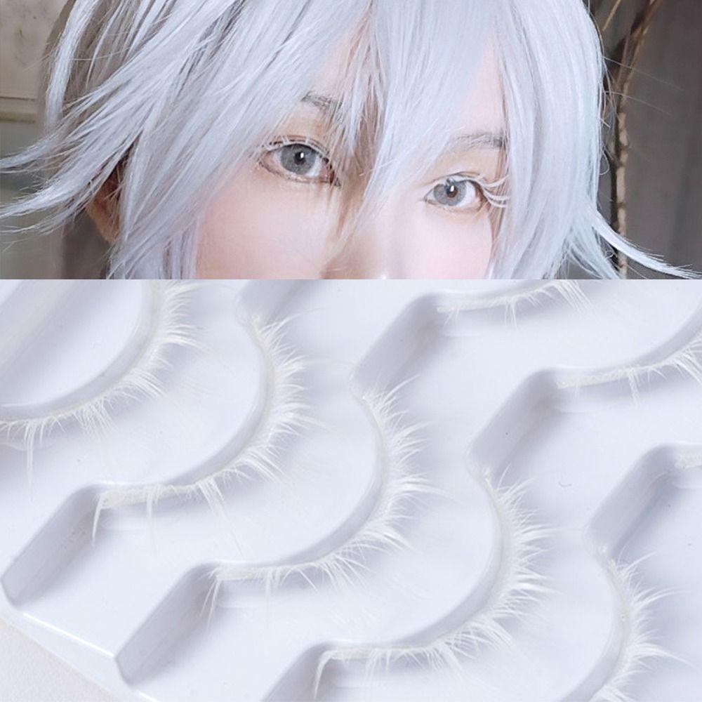 Japanese Style White Anime Eyelashes White Manga Lashes for Halloween Party Stage Masquerade