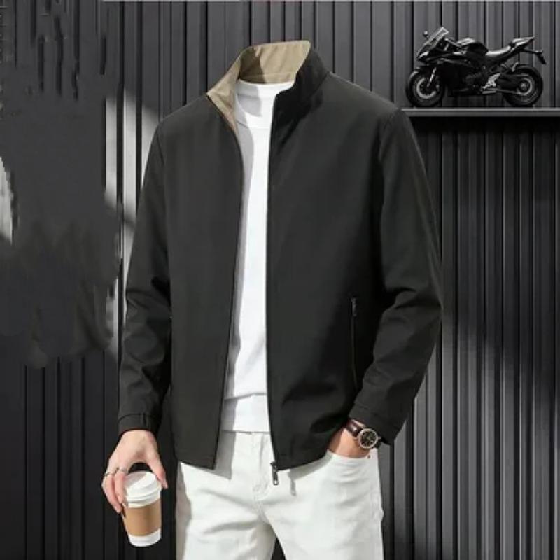 Men S Thin Stand Collar Jacket Business Casual Spring Autumn Coat
