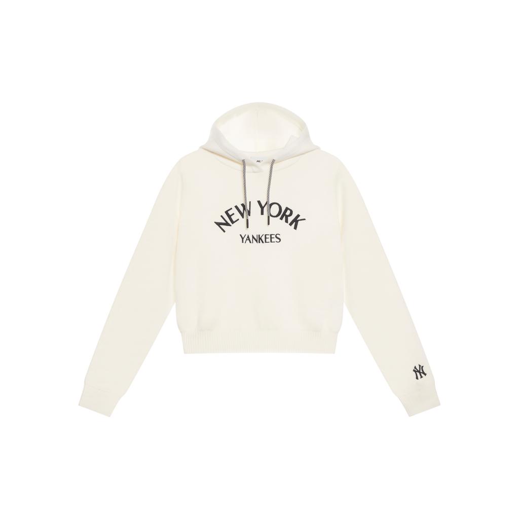 New MLB Preppy Style Collection New York Yankees 24FW Knitwear Knitted Fabric Cardigans Women's Cream 3FKPV0144-50CRS