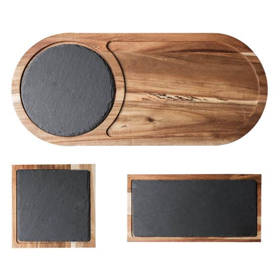 Talerz ze stekami, wykwintna restauracja zachodnia, bez zapachu, gładka powierzchnia, miejsce na przekąskę, owalny kształt, japońska kuchnia, talerz z łososiem, przybory kuchenne