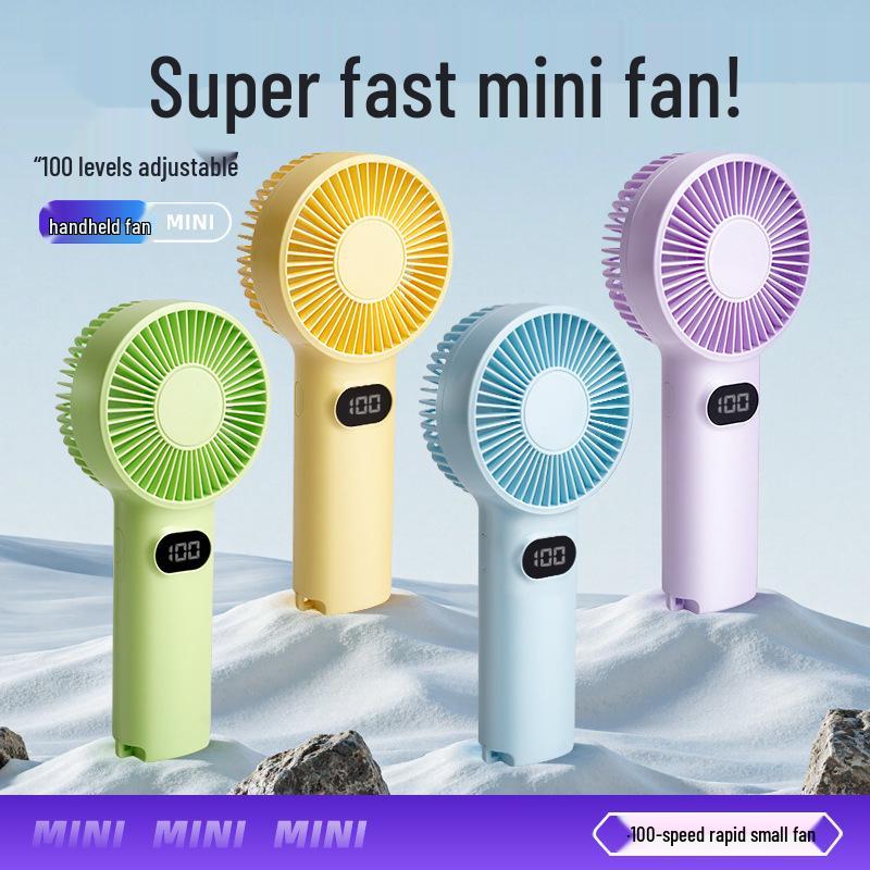 

New 100-Speed Portable Handheld Fan with Digital Display, USB Charging, Ideal for Outdoor Summer Cooling, Customizable Logo Option 7x4x16 cm