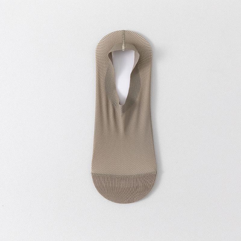 Men's Silicone Non-Slip Invisible Ice Silk Mesh Socks with Cotton Sole