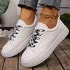 Fashion All Match Patchwork Lace Up Sneakers Women Faux Pu Leather Sports Shoes Woman Spring Autumn Non Slip Low Top Flats Shoes Mujer