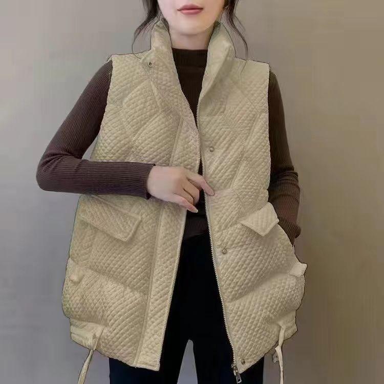 Autumn Winter Women's Vest Jacket Down Cotton Vest All-match Hooded Sleeveless Loose Female Waistcoat Outwear Tops