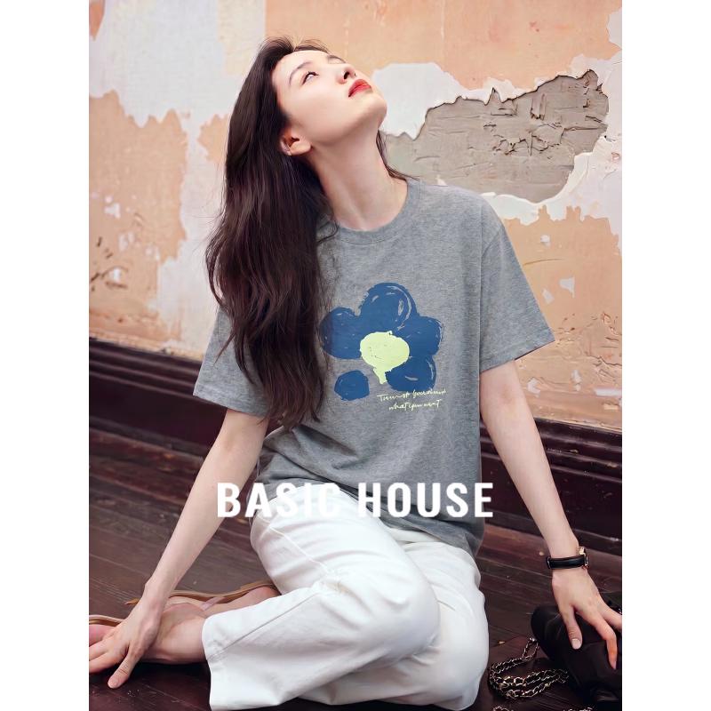 Basic House Women s Printed Cotton Short-Sleeve T-Shirt XL серый