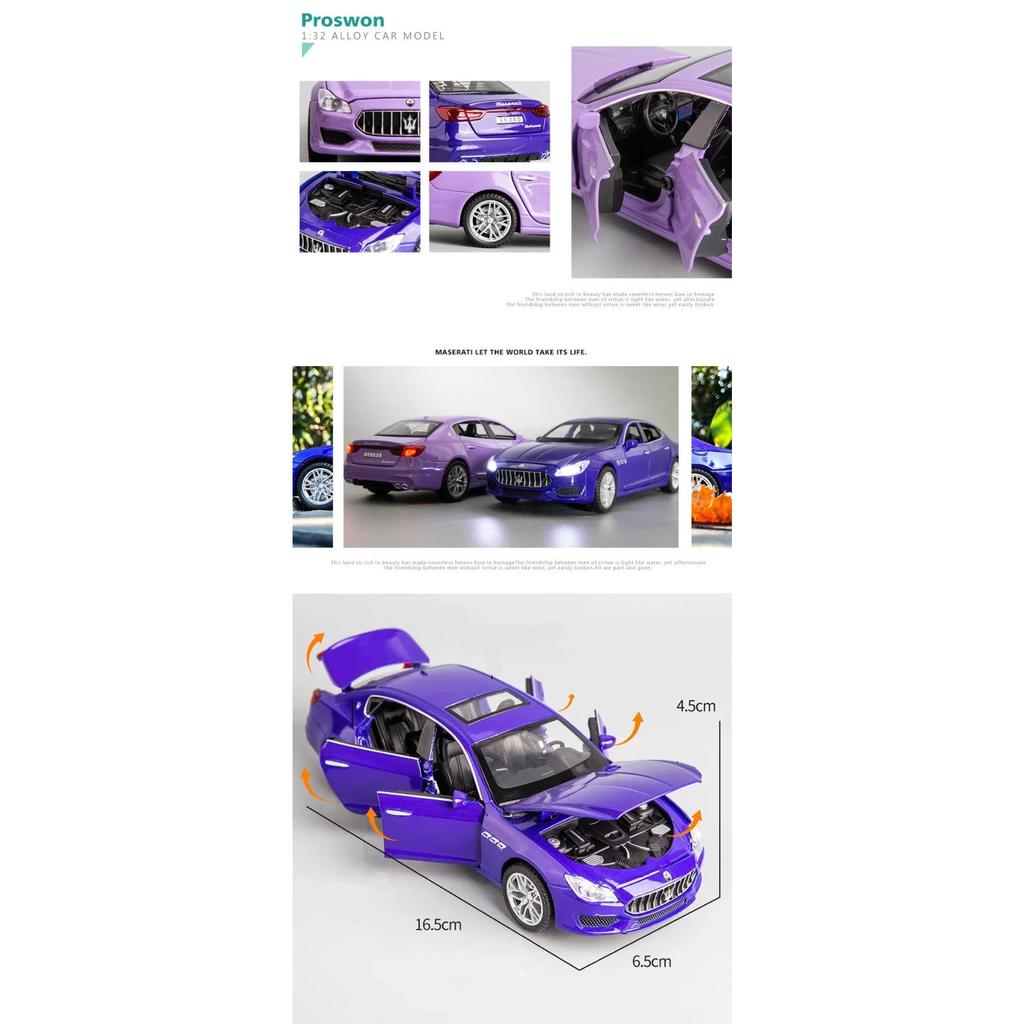 Modellino Auto in Lega Maserati Quattroporte Coupé 1/32 Giocattolo in Metallo pressofuso Modello Auto Simulazione Suono Luci Collezione Regalo