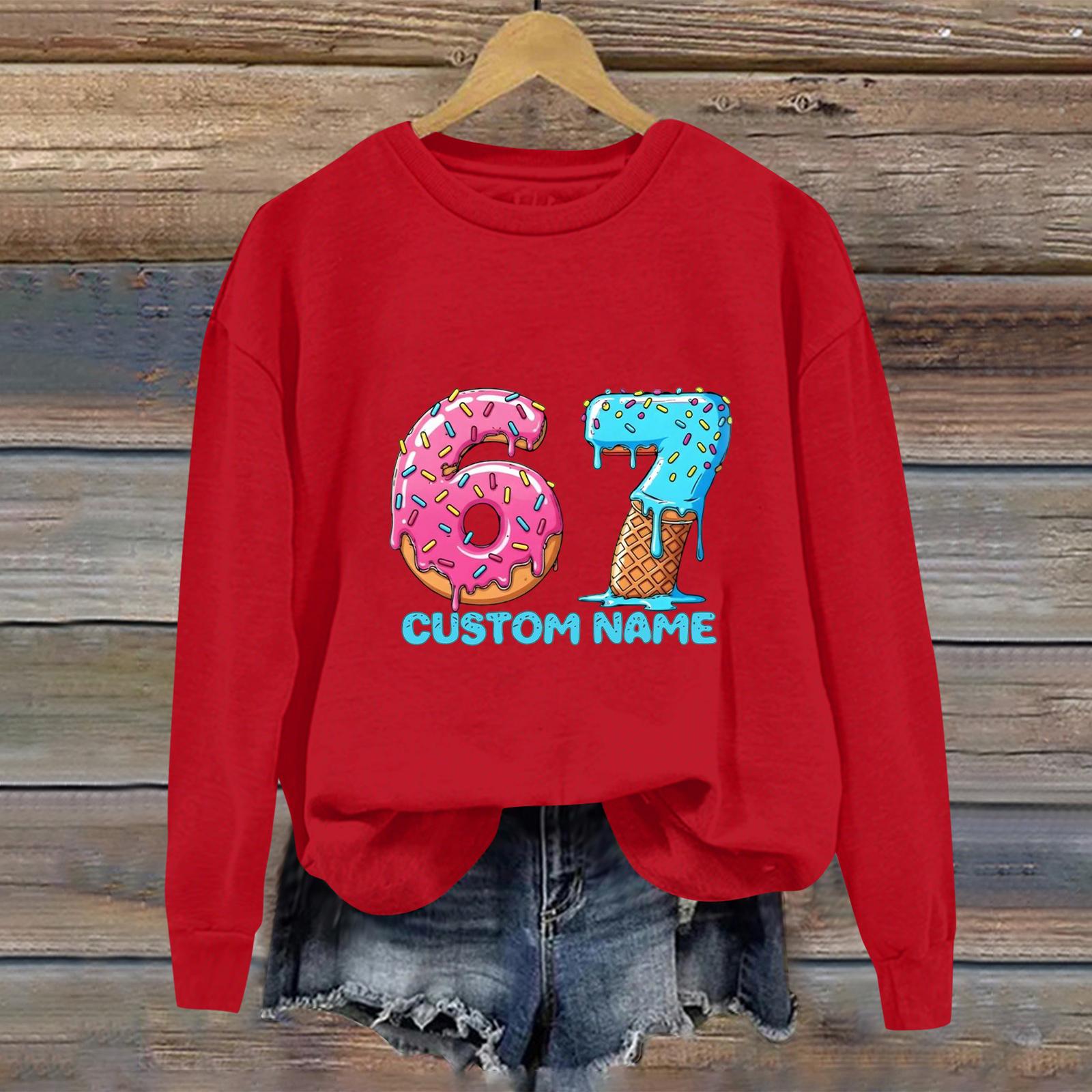 

Ladies Digital Printed Casual Long Sleeved Hooded Sweatshirt Top XL червоний