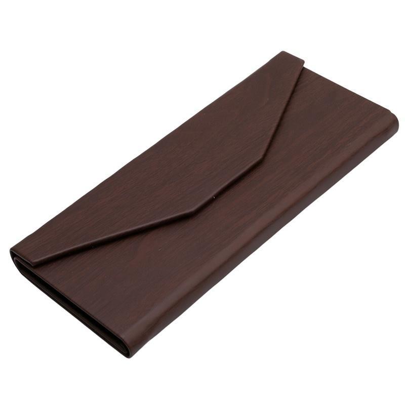 Triangular Folding Glasses Case High-Grade Leather Wood Box Plain Mirror Sunglasses Storage
