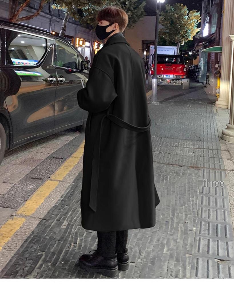 Men's British Style Mid-Length Wool Trench Coat - Autumn High-End Knee-Length Overcoat
