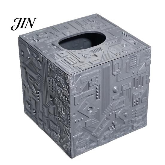 Sense of Future Tissue Box Sci-fi Theme Box, with Smooth Paper Extraction, Large Capacity Cubic Design Trendy Organizer, Hard Shell Durable