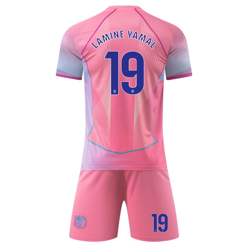 Kids Sports Gear Barcelona Yamal Football Jersey Set YSHT Polyester 160-170cm Pink