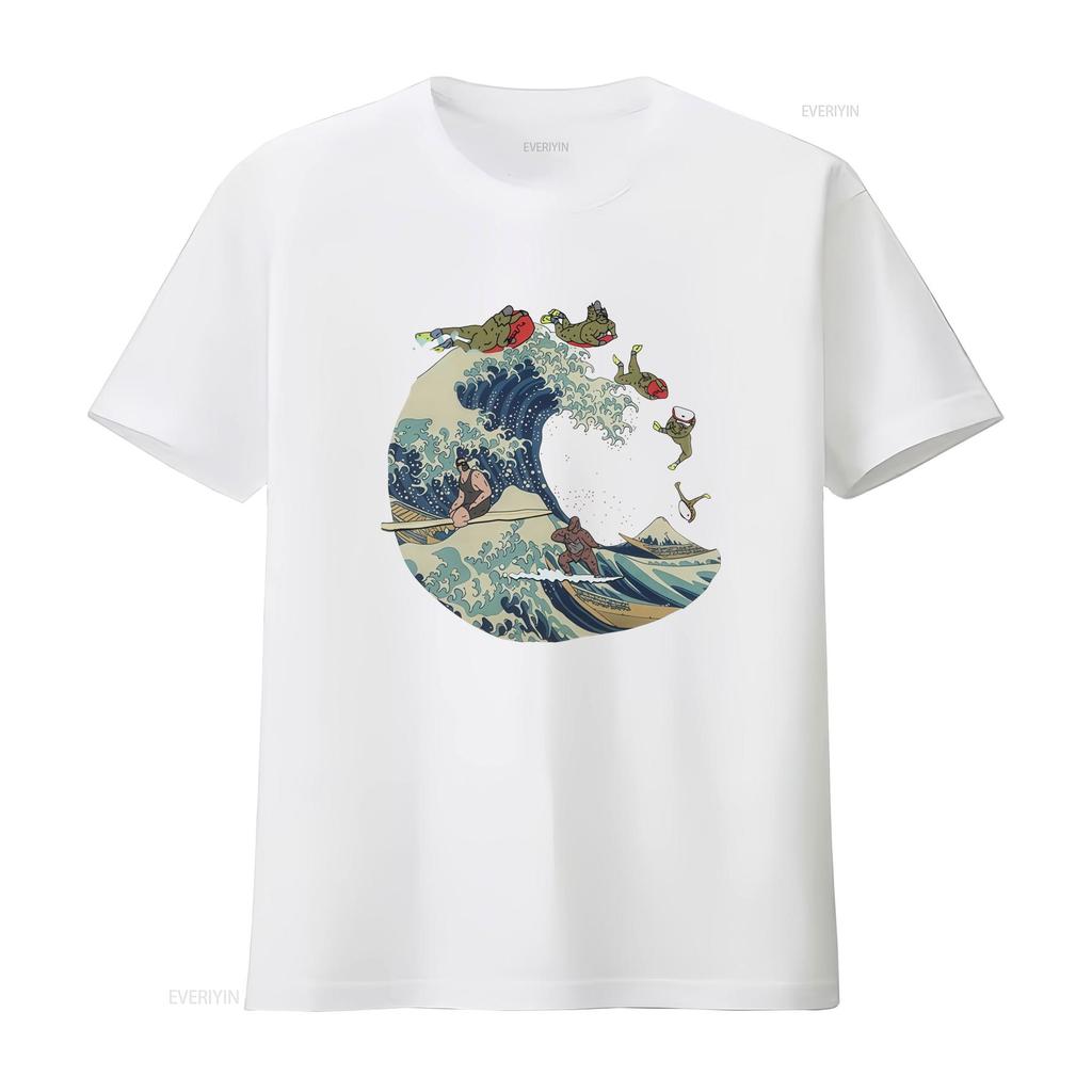 The Great Wave Of Kanagawa Big Lez Show Sassy Sasquatch Gamer T Shirt Meme Funny Best Seller Top R1014 Vintage Washed