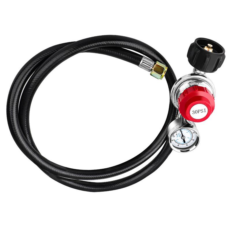 Tubo Propano ad Alta Pressione da 1,2 m con Regolatore, Regolatore Regolabile 0-30 PSI con Tubo Tipo QCC-1