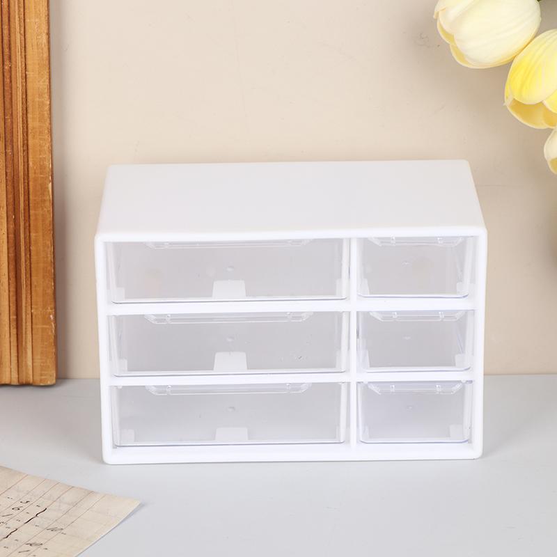 Transparent Six Grid Drawer Box Multi-Layer Desktop Storage Box Dustproof Organizing Box For Office Supplies Stationery Jewelry