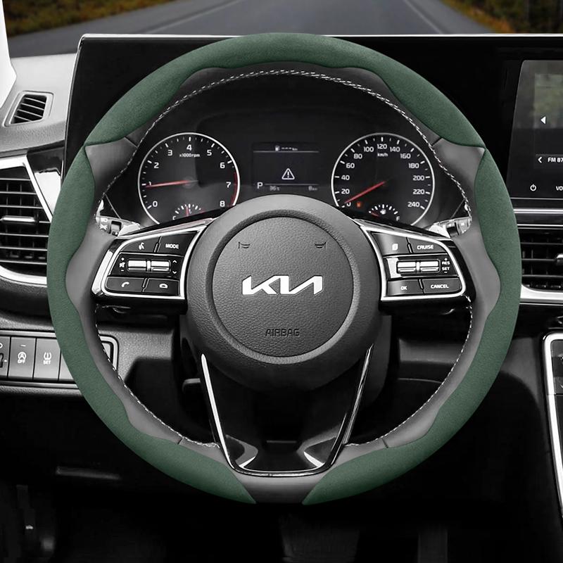 Suitable for Kia Anti-Slip Buckle Segmented Suede Steering Wheel Cover Suitable for Ceed Jd Picanto Sportage 3 Rio 4 Ev3 Cerato 2 Stonic Xceed Morning