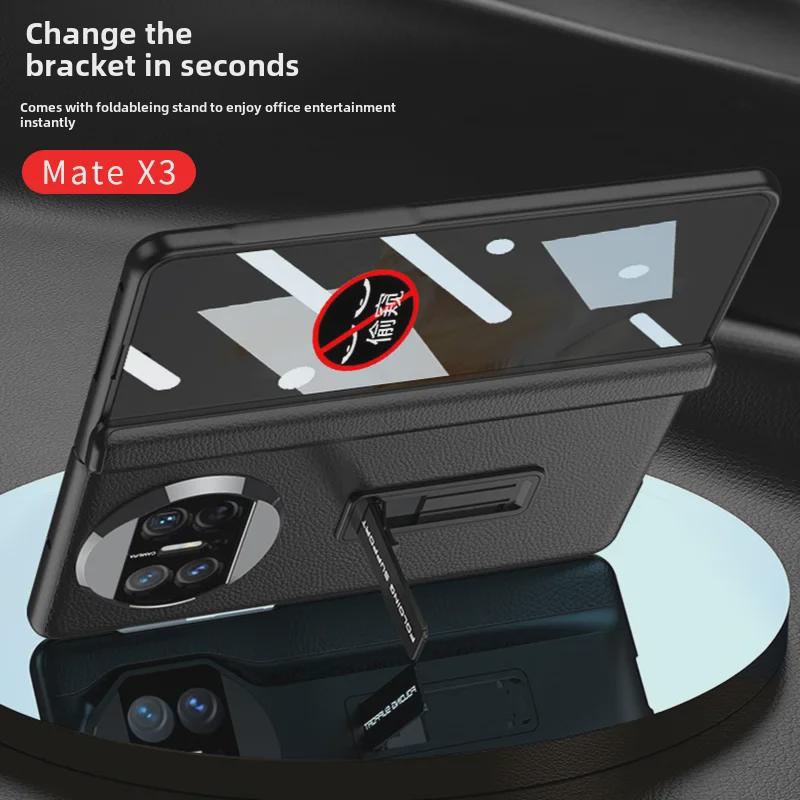 Kožené pouzdro na telefon s plným krytím a skládacím displejem Huawei Mate X3 - Ochrana proti sledování a pádu