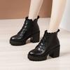 8cm Small Size 32-43 New Soft Leather Boots Platform Shoes Fall Winter 2025 Block High Heels Short Fur Ankle Boots Office Mom