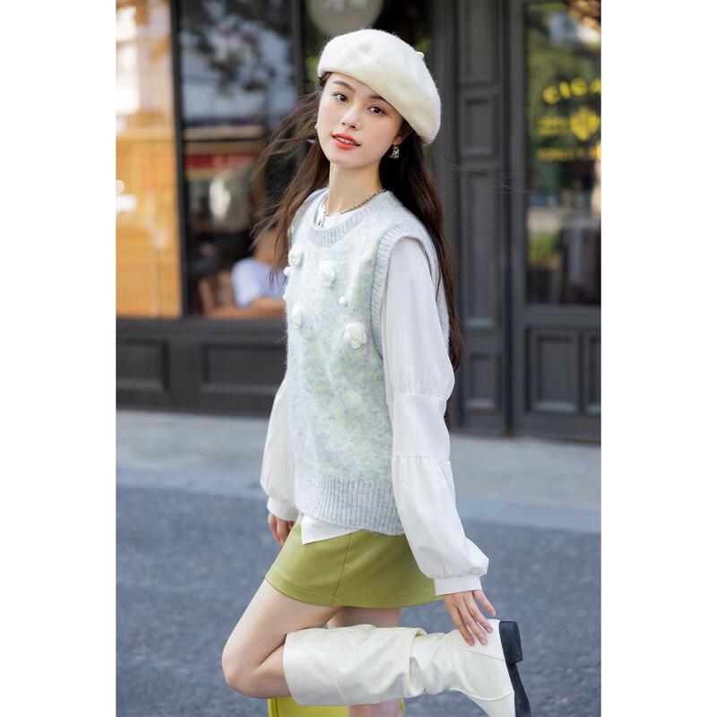 Women's Korean Style 3D Floral Knit Vest