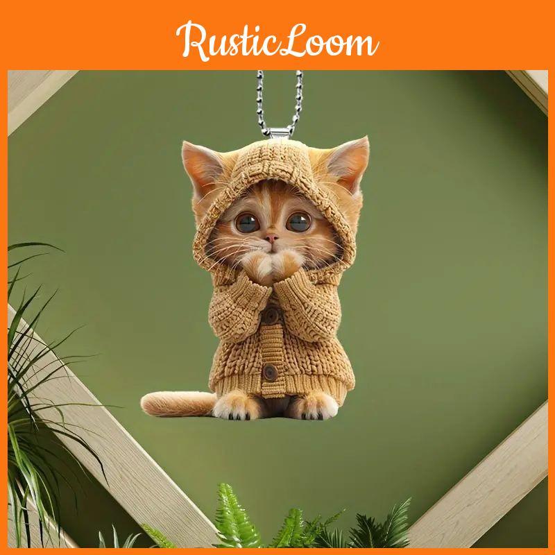 Acrylic Car Pendant With Cute Cat Christmas Tree Decoration Vehicle Interior