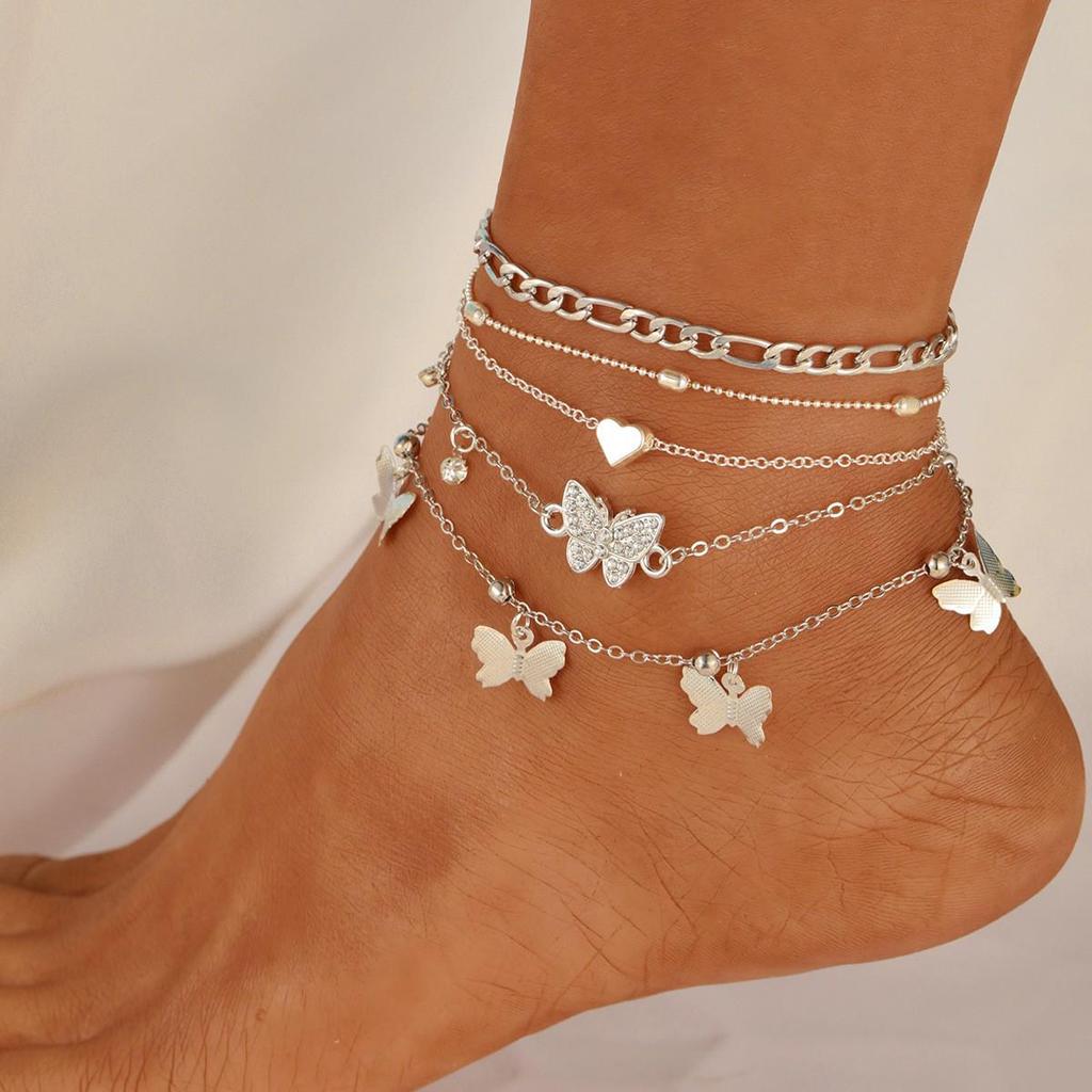 Versatile European and American Butterfly Pendant Anklet - Women's Beach Jewelry