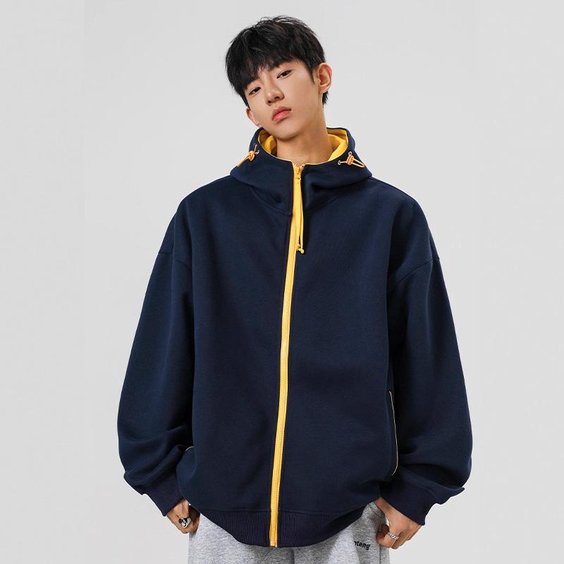 Zippered Cardigan Sweater Men's Autumn Couple Loose Top Casual Versatile Hooded Jacket