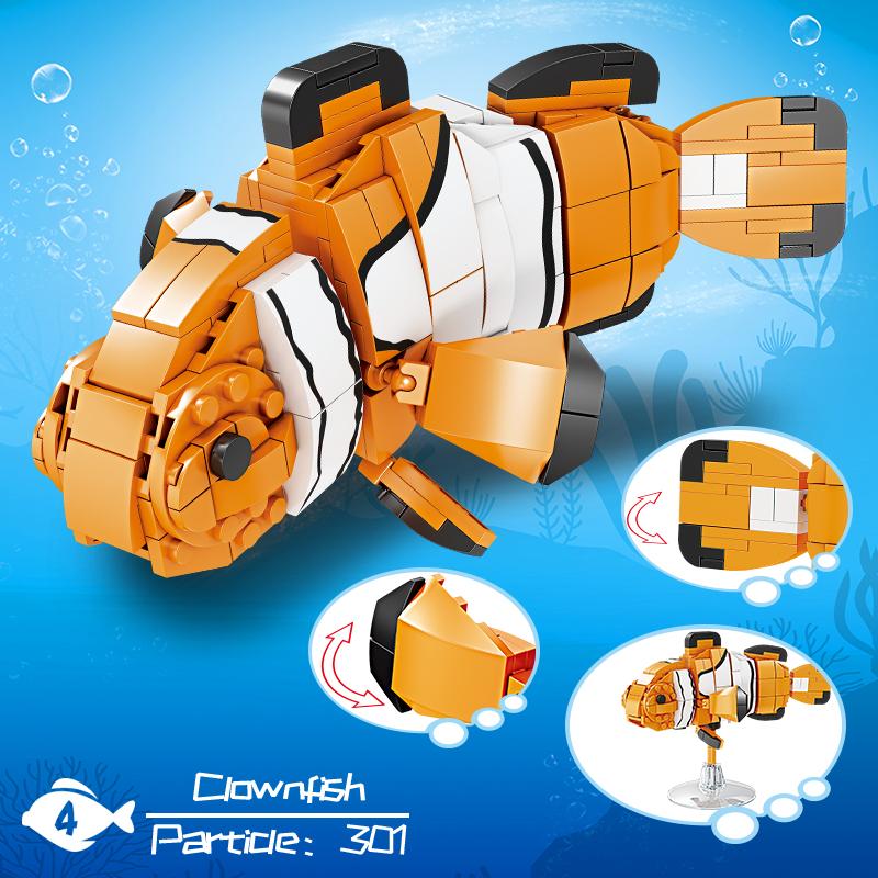 Blocuri de construcție animale Lumea Mării Căluț de mare Rechin Balenă Cărămizi de asamblare Set model Jucării educaționale DIY pentru copii Cadouri de sărbători