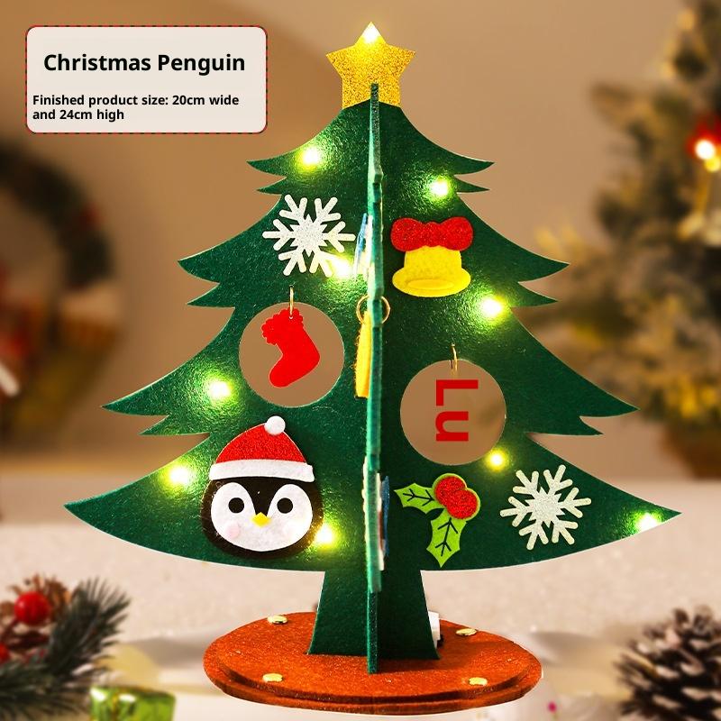 

1 Set Children Diy Felt Christmas Tree Toys Handmade Xmas Tree Crafts Material Desktop Decoration Navidad New Year Gifts For Kids A2