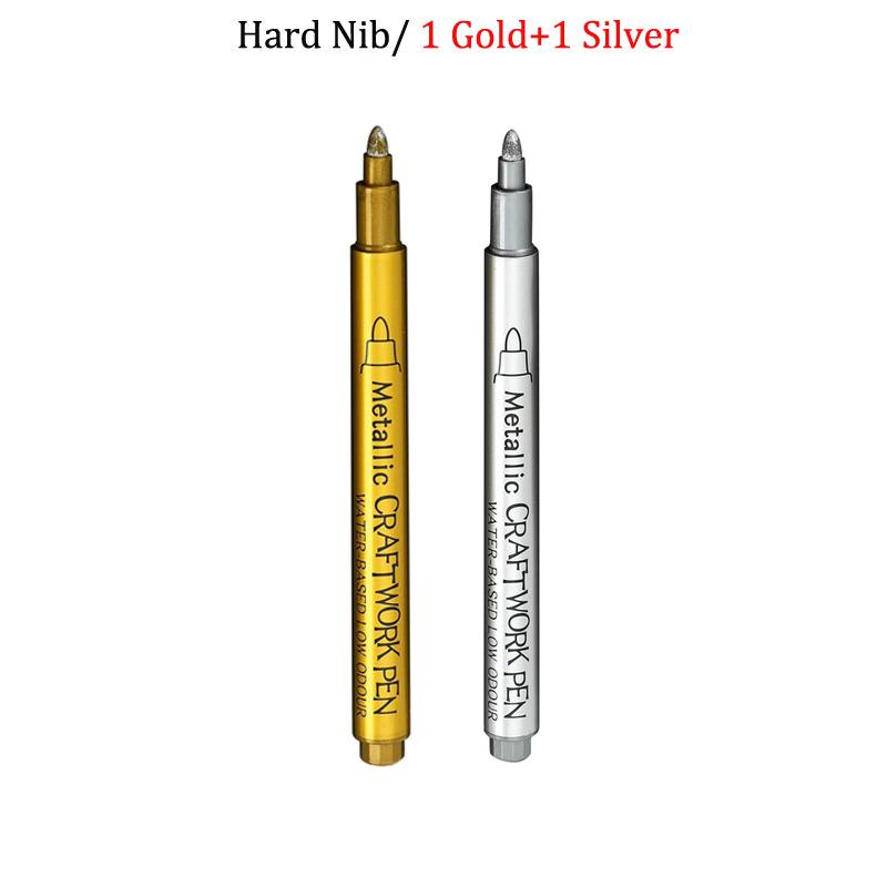 Metallic Ambachtelijke Pen Zilver/Goud Permanente Acrylverf Pennen Markers voor Rots Schilderen 1-5MM Zachte/Harde Punt Kunstbenodigdheden yellow