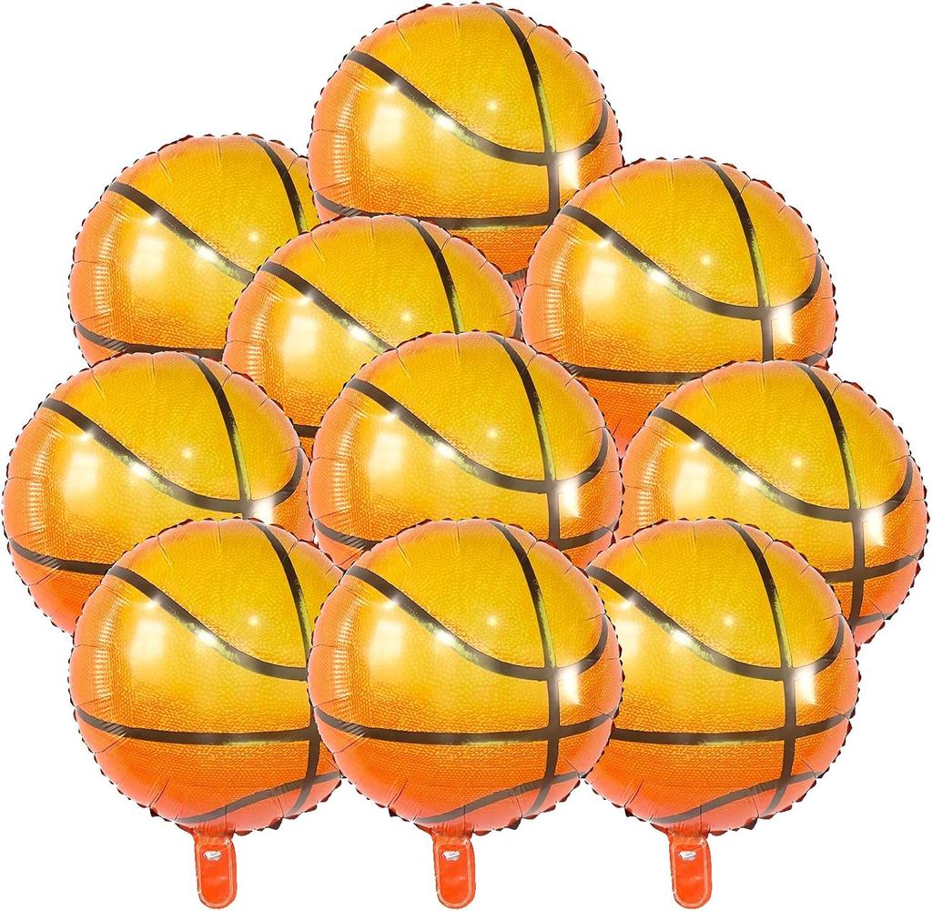 10pcs 18 inch/45.72cm basketball balloon aluminum foil balloon sports party basketball themed birthday party decoration supplies