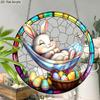 Acrylic Easter Bunny Hammock Suncatcher Stained Glass Effect Window Hanging Ornament Easter Lover Gifts