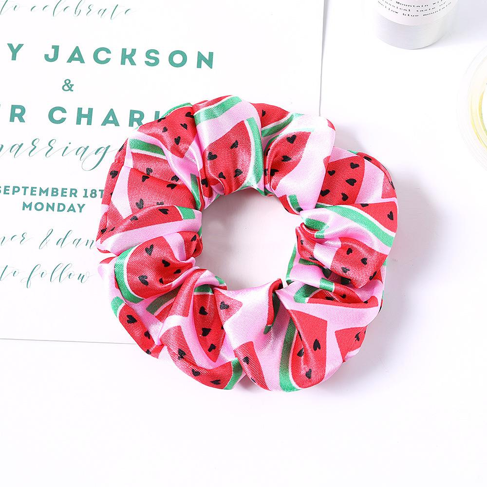 New Satin Printed Flower Floral Scrunchie Women Girls Elastic Hair Rubber Bands Accessories Tie Hair Ring Rope Holder Headdress