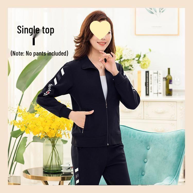Lässiges Sportbekleidungsset für Damen: Jacke und Hose im Loose-Fit für Mütter mittleren Alters - Stilvolle Frühjahrs-/Herbstmode
