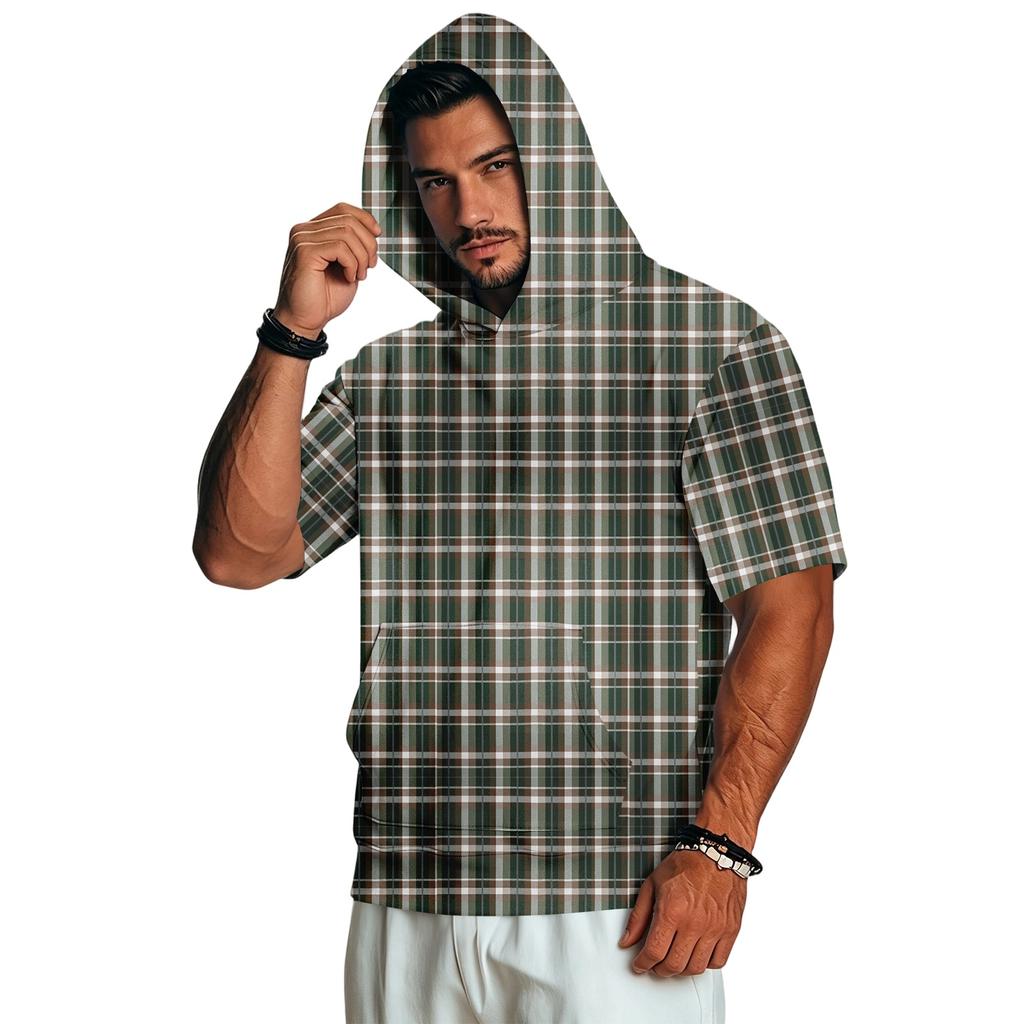 Men's Short Sleeve Hoodie Casual Retro Lightweight Camouflage Print