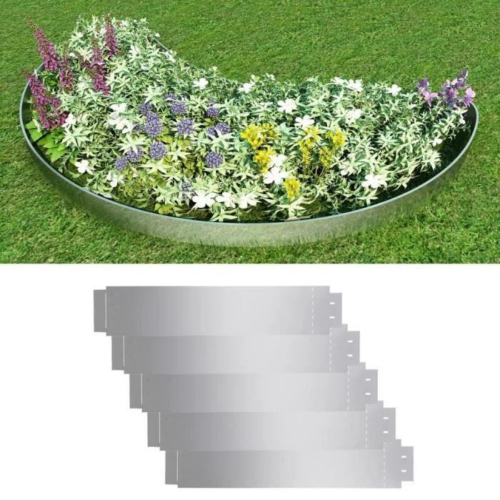 Bordure de pelouse - VIDAXL - 100 x 20 cm - Acier galvanisé - Gris