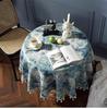 Yarn-Dyed Large Blue Floral Tassel Table Cloth American Style Oil Painting Household Circular Tablecloth Tea Table Cover Towel