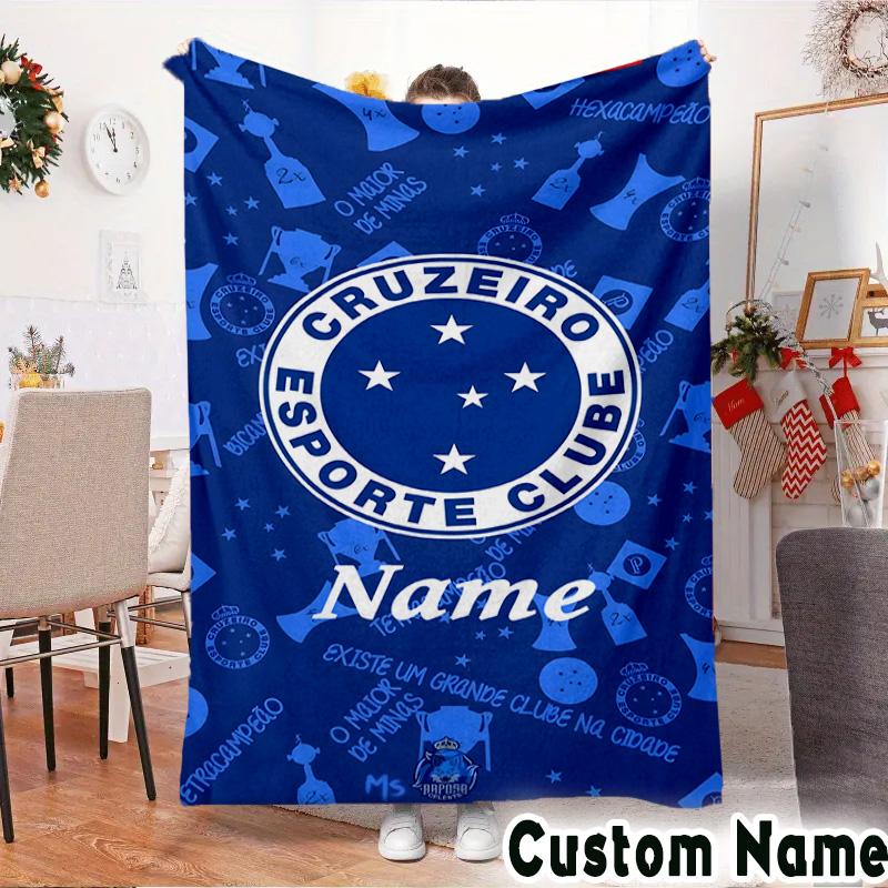 Custom Name Cruzeiro FC Pride Throws Blanket Flannel Blankets for Couch Bed Gifts for Men Women Picnic blanket Christmas fan gifts