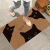 Polyester Black Cat Welcome Doormat - Machine Washable, Printed "Hope You Like Cats", Suitable for Front Door, Indoor/Outdoor