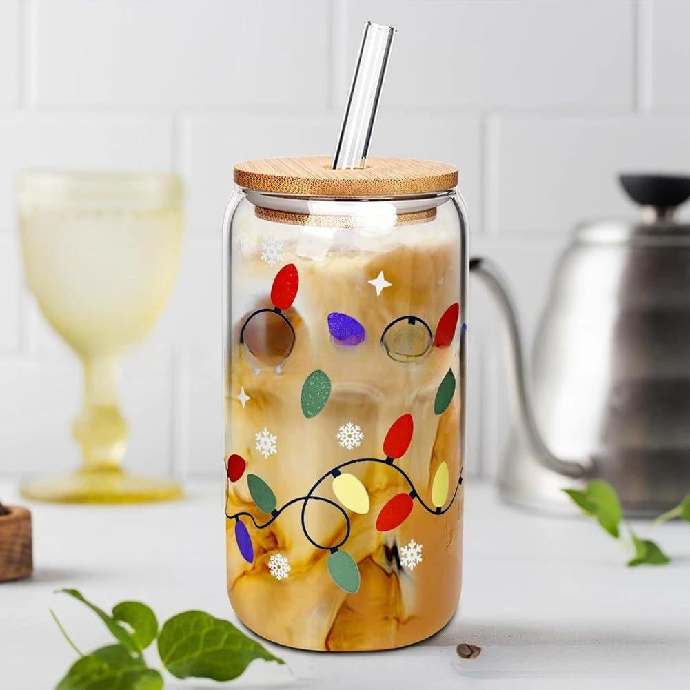 380ml/500ml/600ml Color Changing Christmas Cup Reusable Travel Mug for Iced Coffee, Smoothie, Cocktail, Xmas Party Decor Gifts