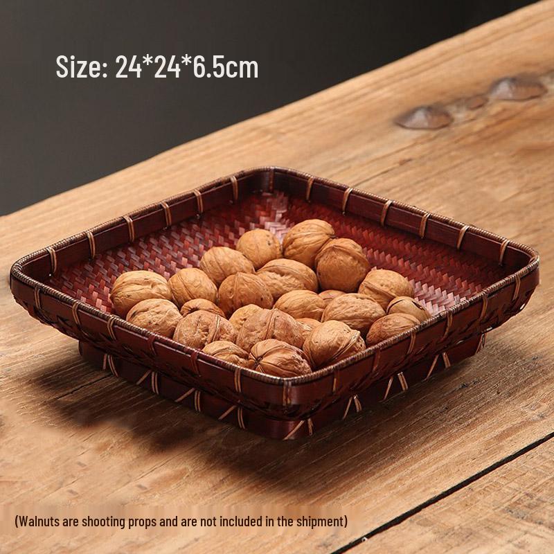 Handmade Retro Round Bamboo Basket: Multi-Purpose Storage, Winnowing Sieve, and Fruit Plate