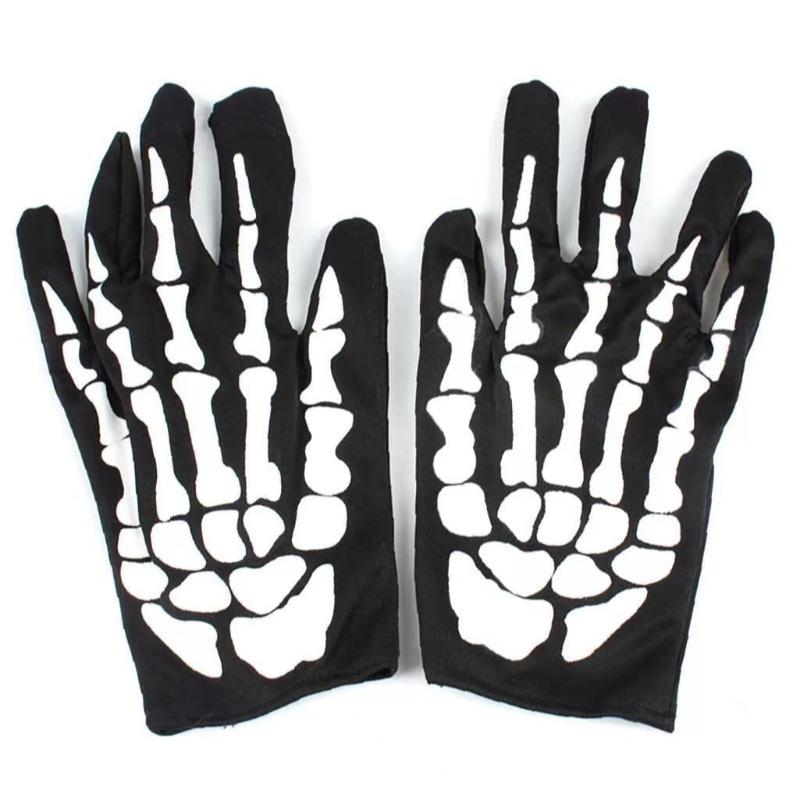 Halloween Gloves Black White Makeup Props Halloween Supplies Naturalness Skull Ghost Claw Gloves Festival Products