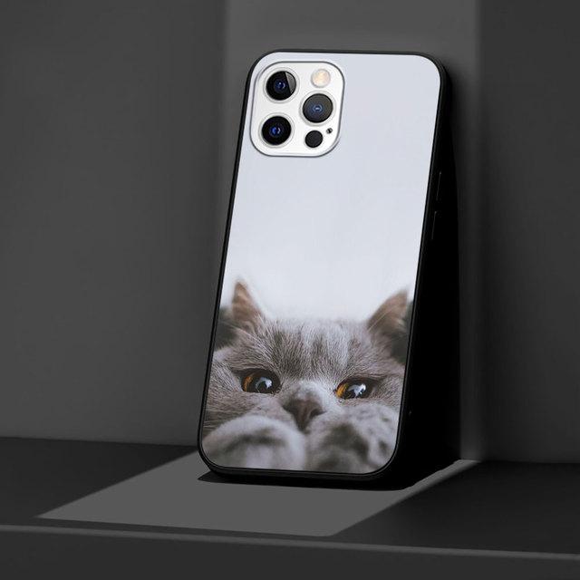 Cute Cat Black Case For Apple Iphone 11 13 12 Mini 14 Pro Max Xr 7 8 +Se 2020 Xs 6 6s Plus 5 5s Silicone Phone Cover Cartoon