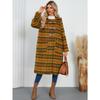 Women's Plus Size Winter New Cardigan Horn Button Wool Coat Loose Vintage Hooded Warm Plaid Long Coat