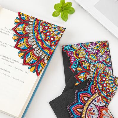 DIY záložka do rohu Ručně vyráběná 5D diamantová malba Záložky Trojúhelník Mandala Květina Umělecké řemeslo pro milovníky knih Dárky