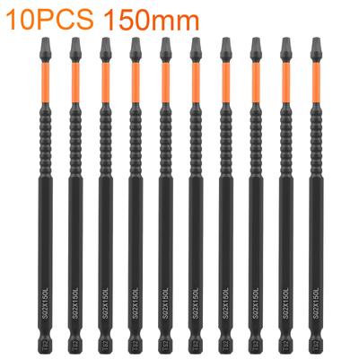 10 Pcs 150mm Square Driver Bit Long Square Impact Drill Bit 1/4inch Hex Shank Alloy Steel SQ2 Bits for Pocket Hole Jig System