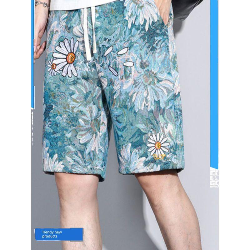 American-Style Embroidered Shorts from Foreign Trade Factory Surplus, Summer Trendy Brand Ins Beach Shorts, Loose Straight Casual Five-Point Pants